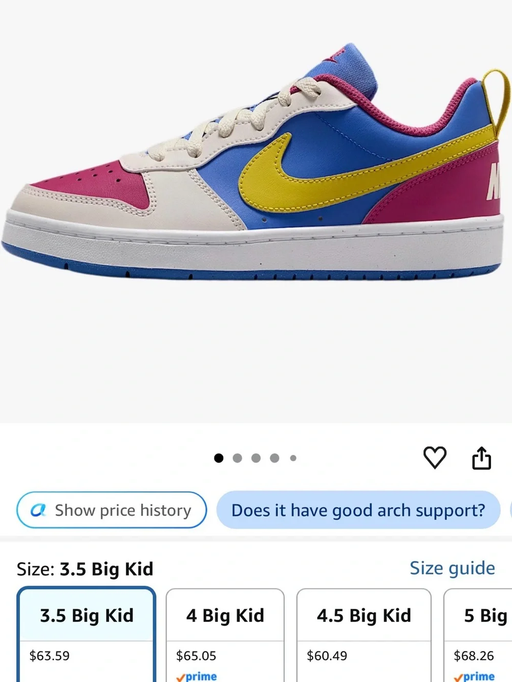 Kids Colorblock Sneakers with Hook-and-Loop Strap — White, Pink, Blue & Yellow